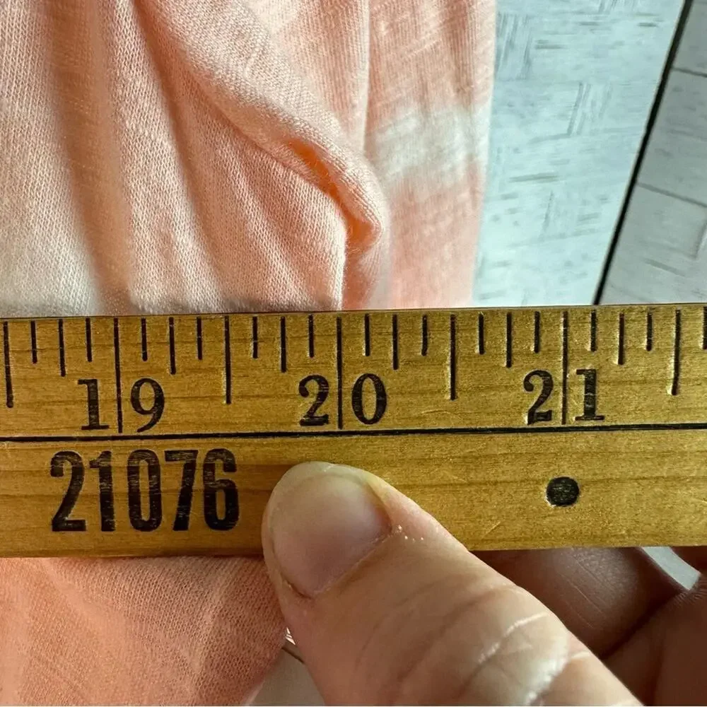 New Directions Womens Blouse Peach white tie-dye balloon sleeve bohemian hippie - Picture 9 of 10